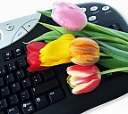 Keyboard mit Tulpen - (c) Pixelio.de